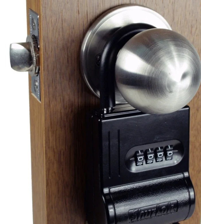 Black SL200 Lock Box Hanging on Standard Door Knob